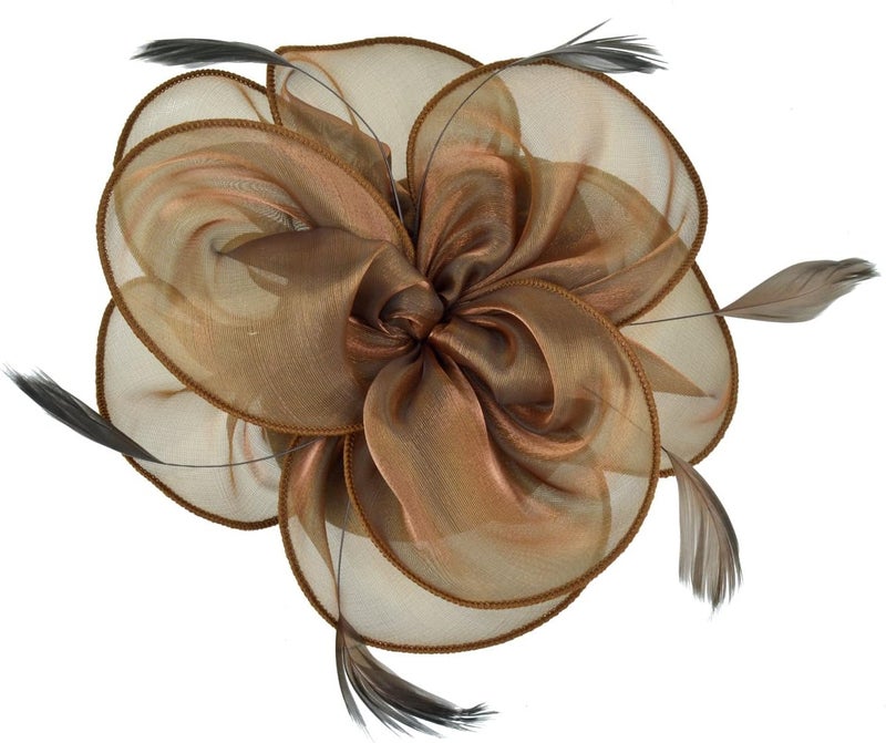 DRESHOW قبعة فاسيناتور لحفلة الشاي مع أشرطة وريش على رباط رأس ومشبك للنساء - Image 3